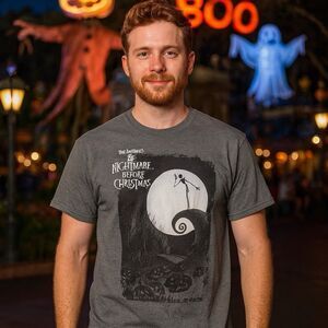 Disney Nightmare Before Christmas T-Shirt Mens L Gray Jack Skellington Halloween